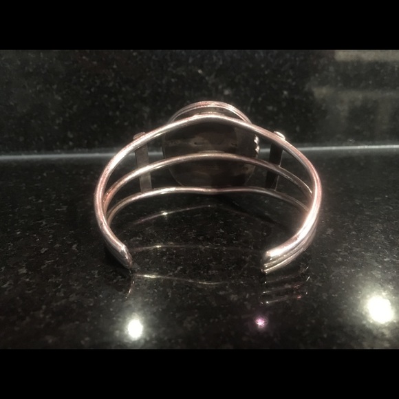 Navajo Sterling Turquoise Real Red  Coral Cuff - Picture 11 of 14